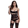 Set Baci Lacy Cincher Panty Negru XL-2XL