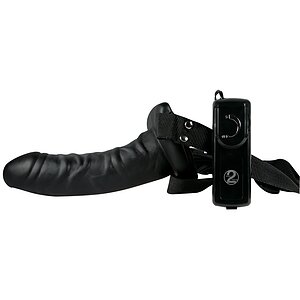 Strap-On Cu Vibrații Dong Negru Thumb 1
