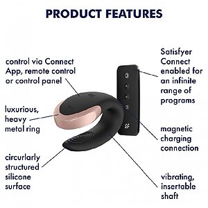 Double Love Luxury Partner Vibrator Negru Thumb 5