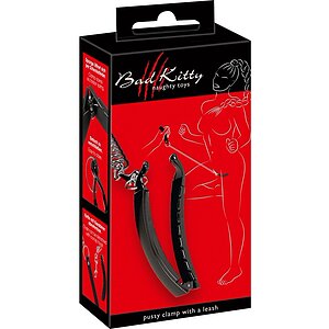 Clema Intimă cu Lesă Bad Kitty – Metalică 11 cm Negru Thumb 7