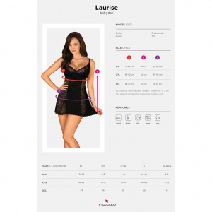 Babydoll Obsessive Laurise Negru S-M Thumb 4