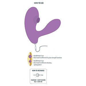 DuoVibe I Vibrator Air Punctul G Mov 9+9 Moduri, Reîncărcabil Thumb 6