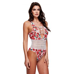 Body Baci White Floral And Lace Alb