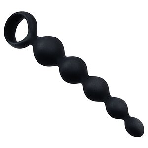 Bile Anale Din Silicon Cu Striații 14cm Negru Thumb 2