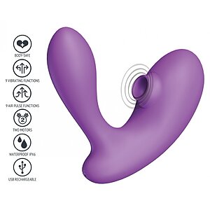 DuoVibe I Vibrator Air Punctul G Mov 9+9 Moduri, Reîncărcabil Thumb 4