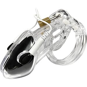 Cușcă Penis Electrică Discretă cu Telecomandă Transparent Thumb 2