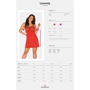 Chemise Obsessive Loventy Roșu S-M Thumb 4