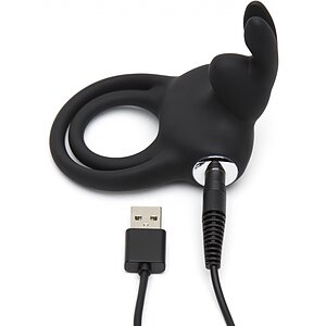 Happy Rabbit - Stimulating USB Rechargeable Rabbit Love Ring Negru Thumb 3