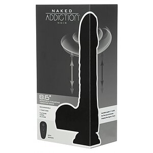 Naked Addiction 23 cm, Vibrator Rotativ și De împingere Negru Thumb 7