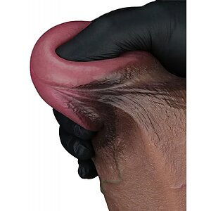 Lovetoy Dildo 25cm Silicon Dublu Strat cu Ventuză Maro Thumb 2