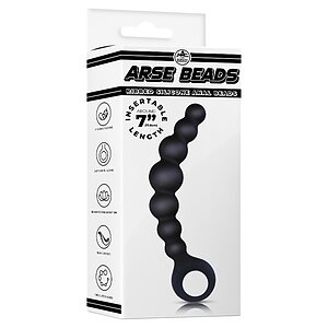 Bile Anale Din Silicon Cu Striații 18cm Negru Thumb 4