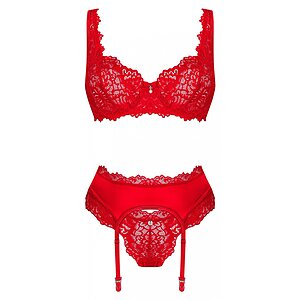 Set Obsessive Amor Cherris 3 Piese Roșu L-XL Thumb 2