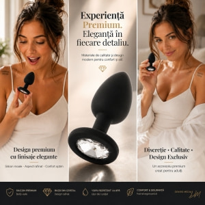 Anal Plug Premium Diamond Jewel Small Negru Thumb 5