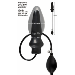 Anal Plug Latex Gonflabil 19.5cm Negru Thumb 5