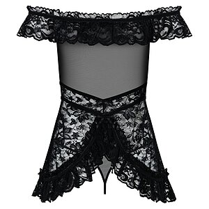 Babydoll Dress Obsessive Flores Negru L-XL Thumb 3