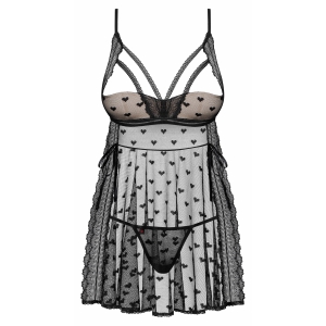 Babydoll Obsessive Heartia Negru S-M Thumb 2