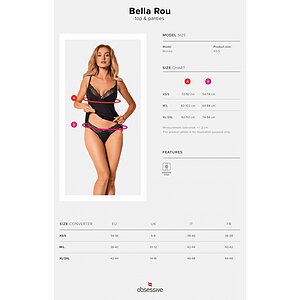 Set Obsessive Bella Rou Top Negru XS-S Thumb 4