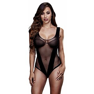 Body Baci Fishnet Jaquard Negru