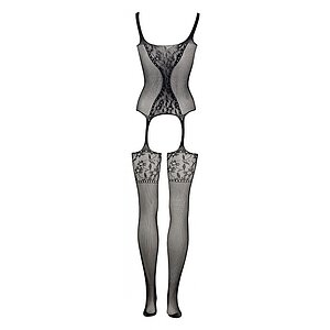Catsuit Le Désir Fishnet and Lace Negru S-L Thumb 3