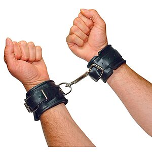 Cătușe Mâini Leather Cuffs Negru Thumb 2