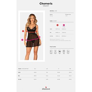 Babydoll Obsessive Chemeris Negru XS-S Thumb 4