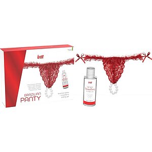 Set Chilot Brazilian Cu Perle Și Lubrifiant Roșu