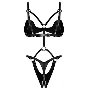 Crotchless Body Dame Controle Negru S-L Thumb 4