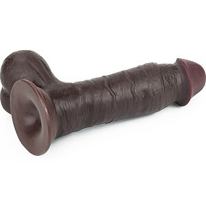 Dildo cu Ventuză Sliding Skin Dual Layer Dong Maro Thumb 12