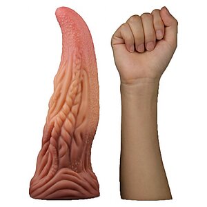 Dildo În Formă De Limbă Platinum 25cm – Strat Dublu Maro Thumb 4