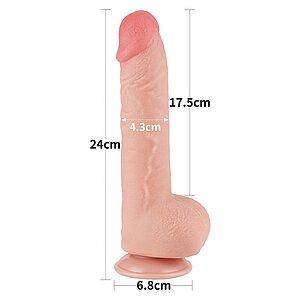 Dildo Realist LoveToy 24cm TPE Dual Density Ventuză Thumb 3