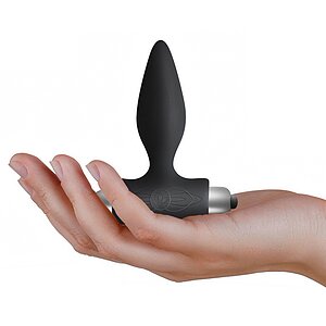 Dop Anal Vibrator Rocks-Off Petite – 7 Funcții, Discret Negru Thumb 1