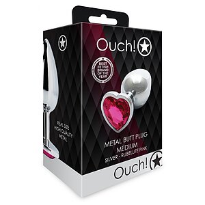 Plug Anal Heart Gem Medium Argintiu Thumb 5