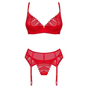 Set Obsessive Ingridia 3 Piese Roșu XL-2XL Thumb 2