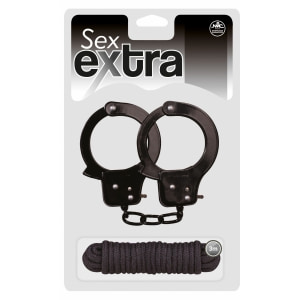 Kit Nmc: Cătușe Metalice Reglabile și Frânghie 3 M Negru Thumb 1