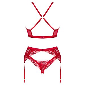 Set Obsessive Lacelove 3 Piese Roșu M-L Thumb 3