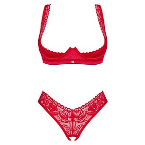 Set Obsessive Lacelove Cupless Roșu M-L Thumb 2