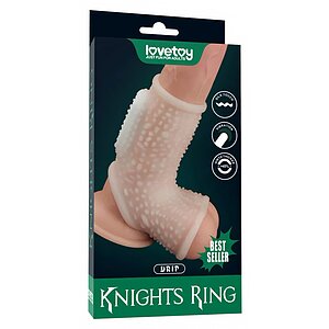 Lovetoy Knights Ring – Inel Vibrant cu Manșon TPE +45% Alb Thumb 5