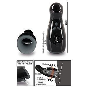 Masturbator Bărbați Cu Încălzire 3 Rebel Negru Thumb 6