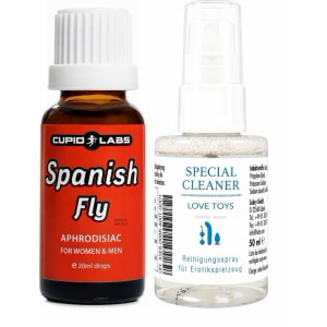 Pachet Picături Afrodisiace Spanish Fly 20ml + Special Cleaner Love Toys 50ml