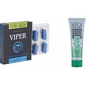 Pachet Cremă Mega Penis + Pastile Viper FR 4