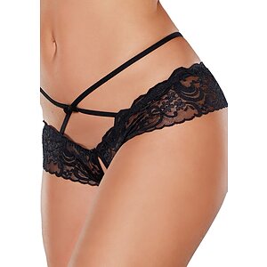 Chilot Allure Open Panty Lace Band Criss Cross Negru