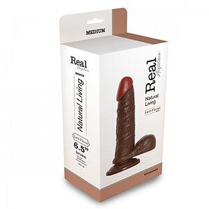 Dildo cu ventuză Real Rapture 16,5 cm Maro Thumb 1