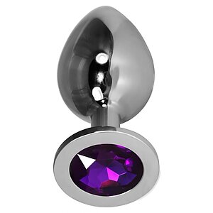 Rosebud Plug Metalic L cu Bijuterie Mov — Elegant, Lucios Argintiu