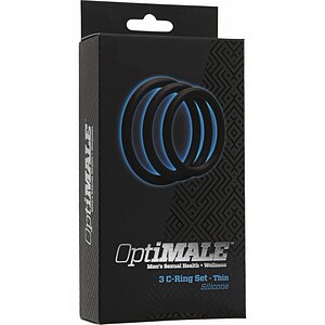 Set 3 Inele Penis OptiMALE C-Ring Thin Negru Thumb 1