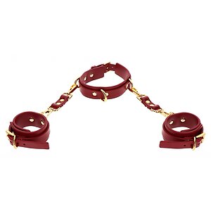 Set Zgardă și Cătușe D-Ring Deluxe Roșu Thumb 3