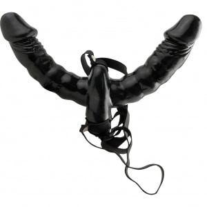 Strap-On Cu Vibrații Double Delight Negru