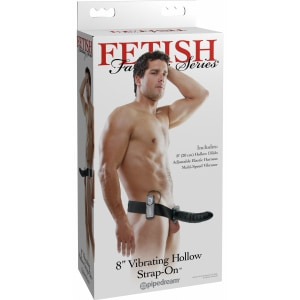 Strap On Cu Vibrații Hollow 20.3cm Negru Thumb 4