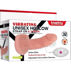 Strap On Vibrating Unisex Hollow 19cm Thumb 2