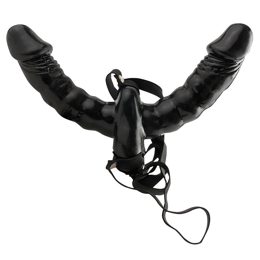 Strap-On Cu Vibrații Double Delight Negru