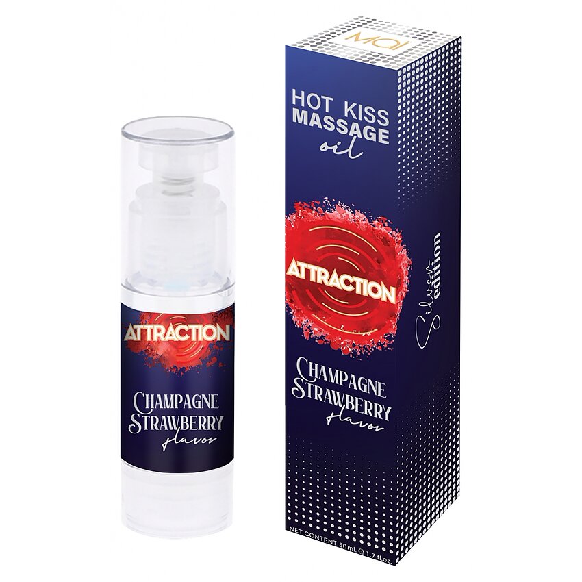 Attraction Ulei Masaj Sărutabil Șampanie și Căpșuni 50 ml